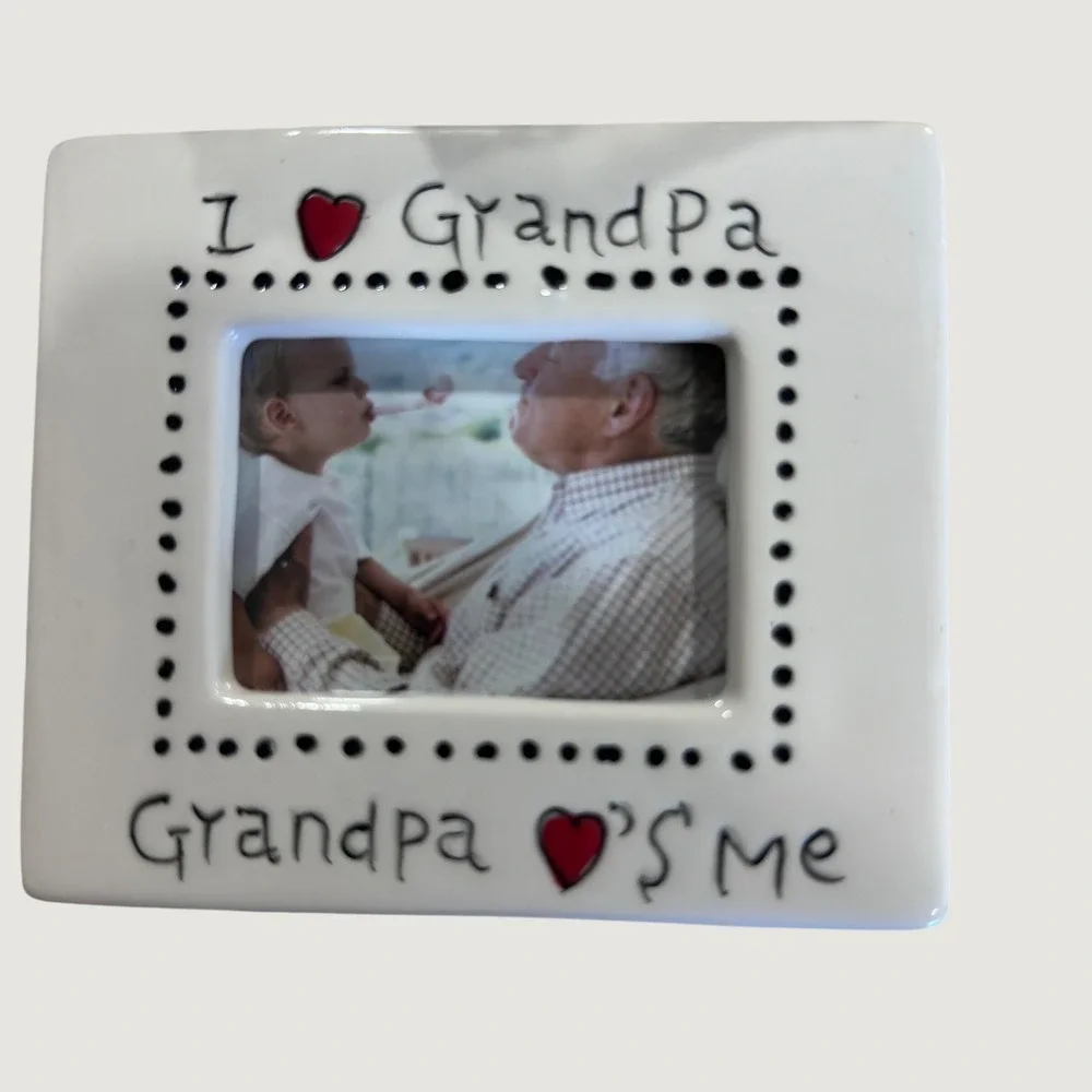 I Love Grandma & Grandpa Ceramic Photo Frames Set of 2 White‎ Square Mini 3755